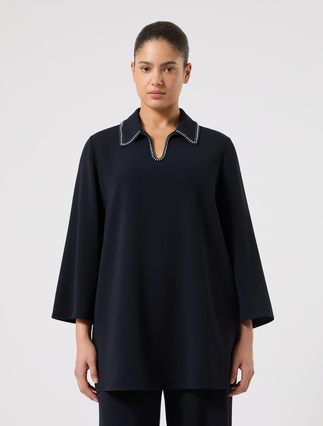 Embroidered cady tunic - MIDNIGHTBLUE - Marina Rinaldi - 3