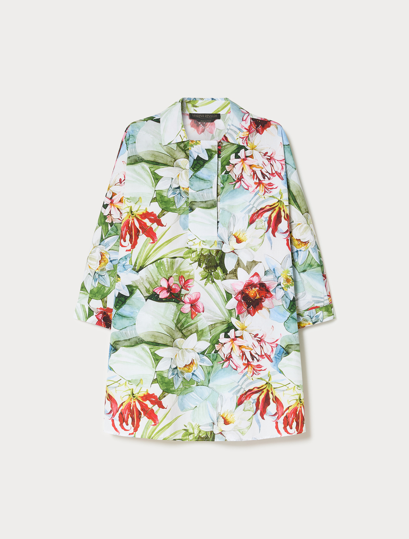 Cotton poplin tunic - WHITE - Marina Rinaldi