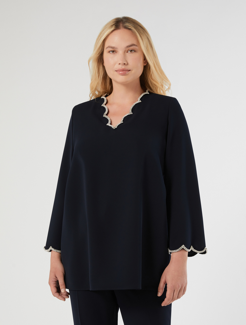 Embroidered cady tunic - MIDNIGHTBLUE - Marina Rinaldi - 3