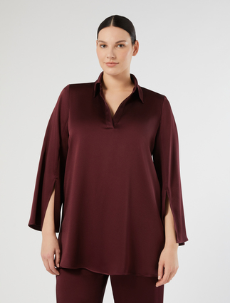 Crepe envers satin tunic - RED PURPLE