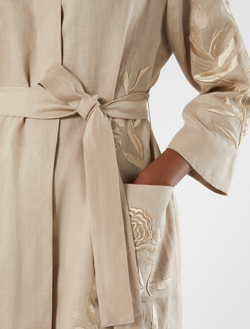 Casacca in tela di lino con ricamo - BEŻOWY - Marina Rinaldi - 6