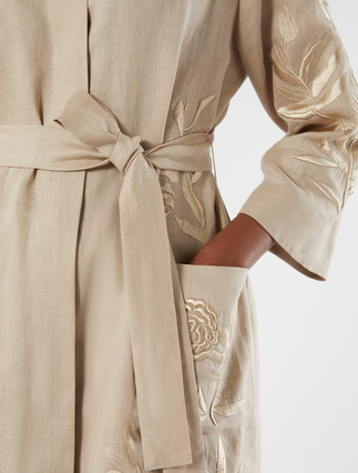 Embroidered linen canvas tunic - BEIGE - Marina Rinaldi - 6