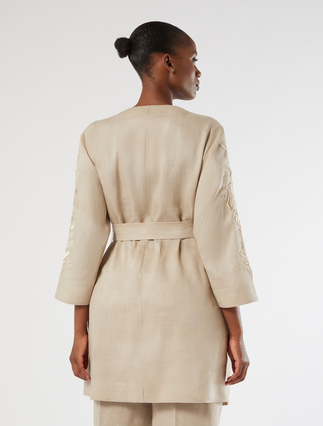 Embroidered linen canvas tunic - BEIGE - Marina Rinaldi - 4