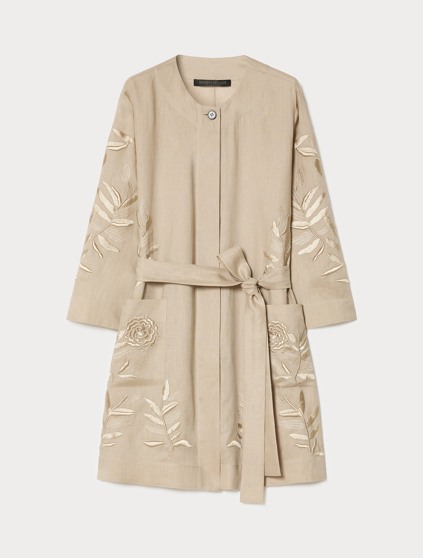 Casacca in tela di lino con ricamo - BEŻOWY - Marina Rinaldi