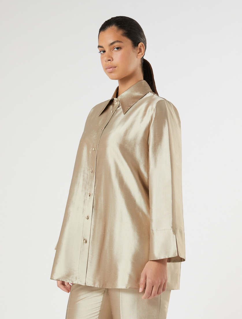 Silk shantung tunic - HAZELNUT BROWN - Marina Rinaldi - 3