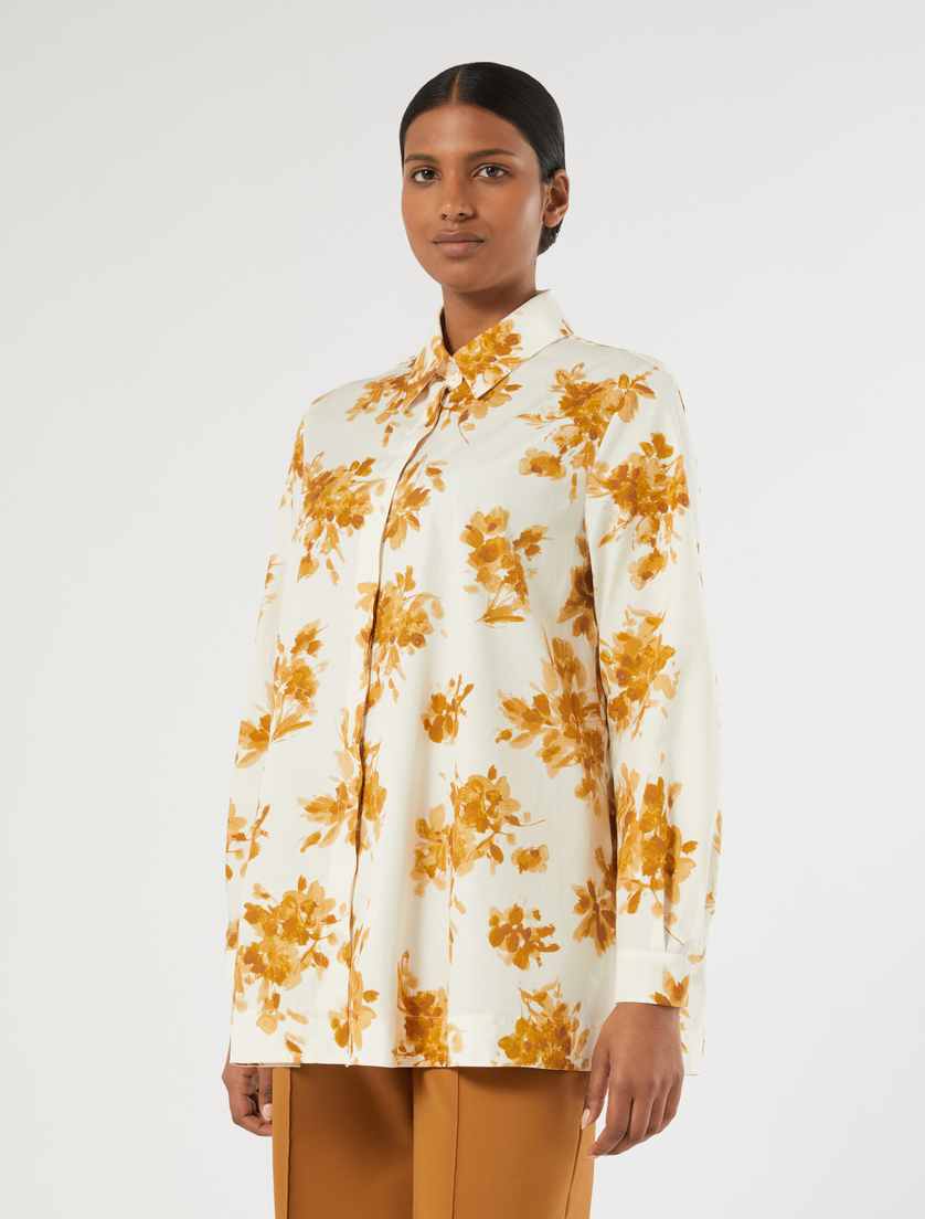 Printed poplin shirt - BROWN WHITE GOLD - Marina Rinaldi - 3