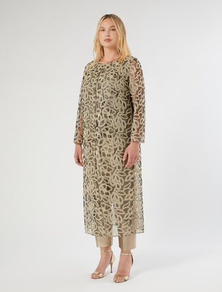 Embroidered tulle tunic - BLACK