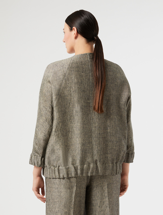 Yarn dyed linen bomber jacket - BLACK FLESH TONER - Marina Rinaldi - 4