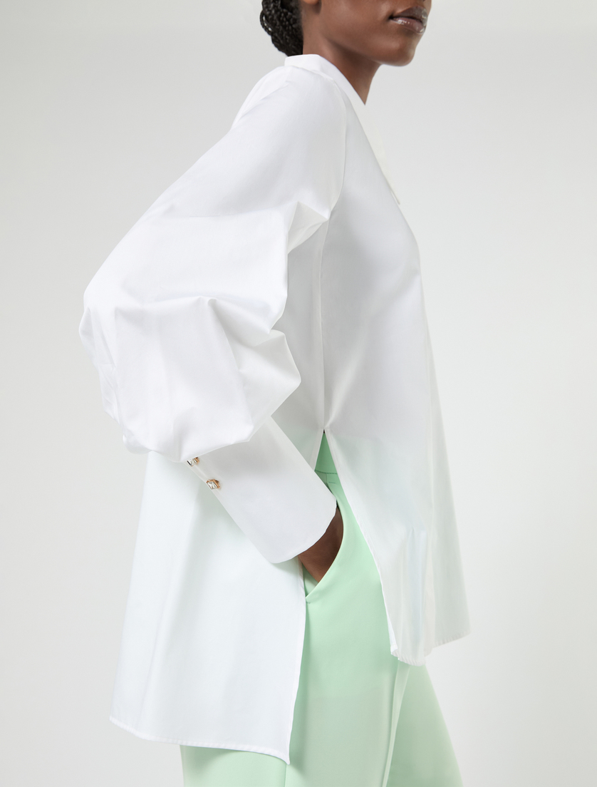 Cotton satin shirt - OPTICAL WHITE - Marina Rinaldi - 5