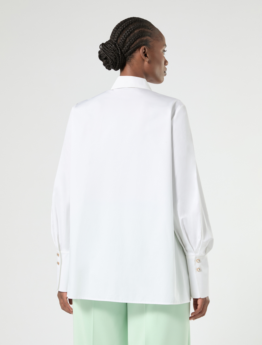 Cotton satin shirt - OPTICAL WHITE - Marina Rinaldi - 4