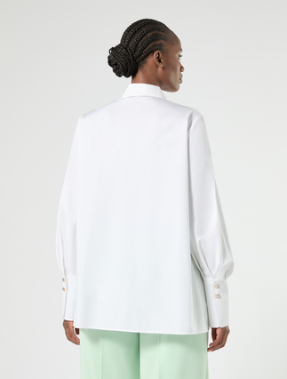 Cotton satin shirt - OPTICAL WHITE - Marina Rinaldi - 4