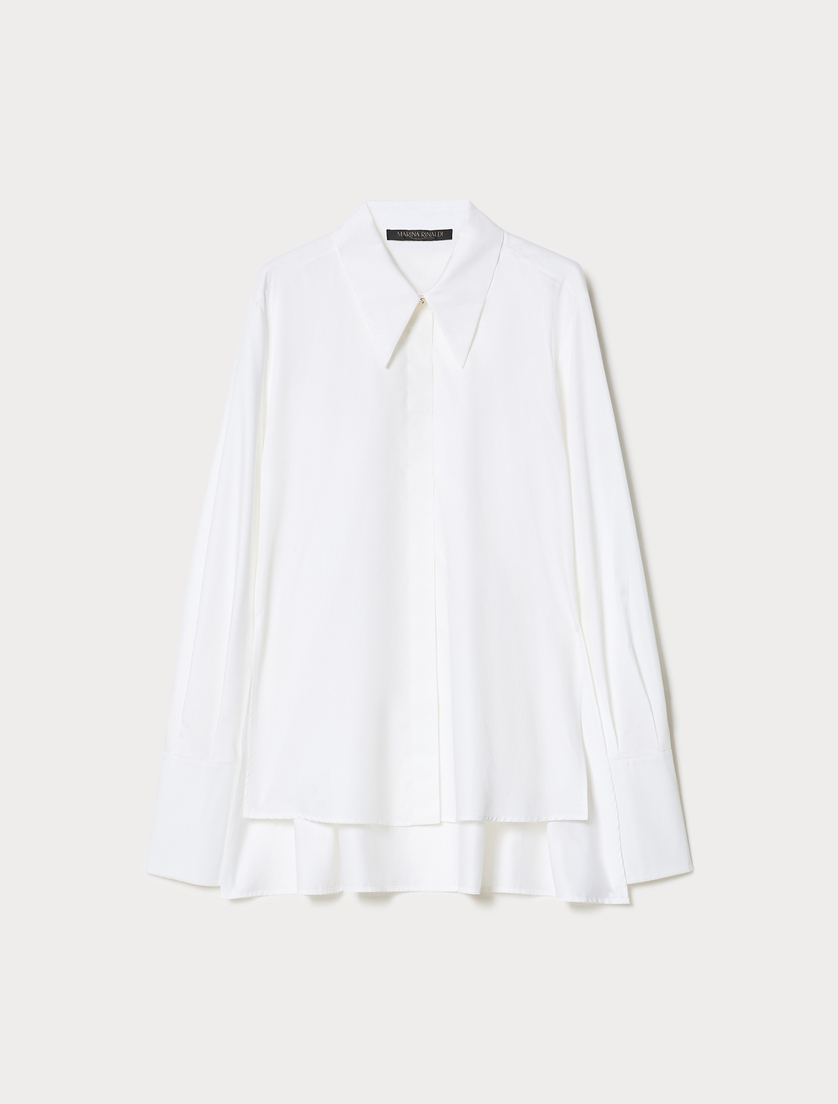 Cotton satin shirt - OPTICAL WHITE - Marina Rinaldi