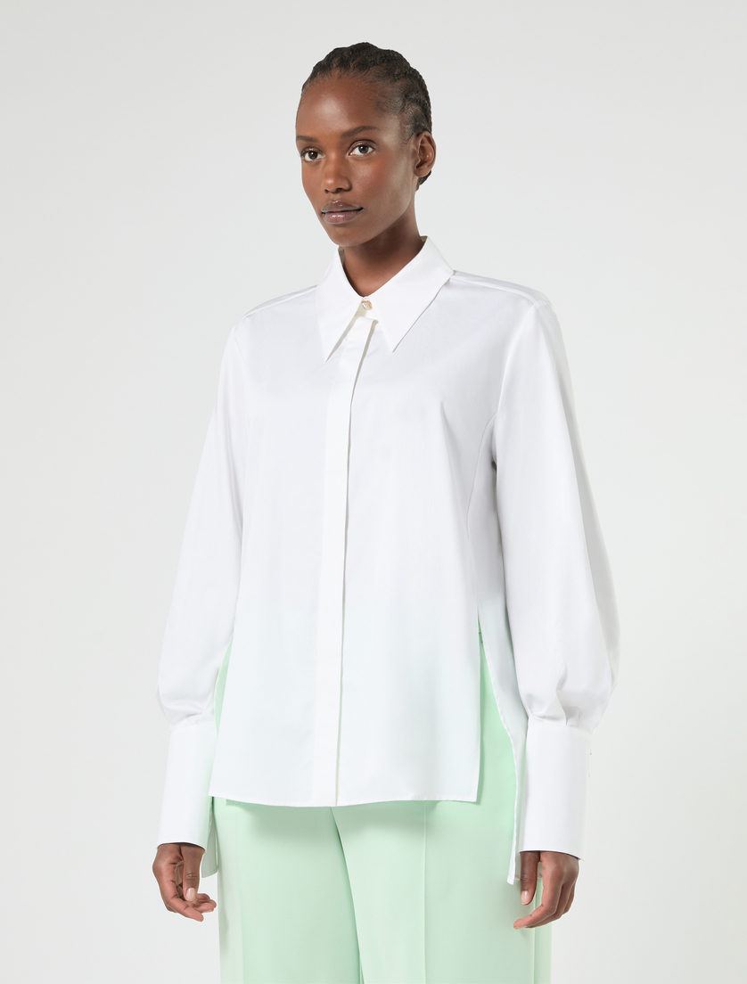 Cotton satin shirt - OPTICAL WHITE - Marina Rinaldi - 3