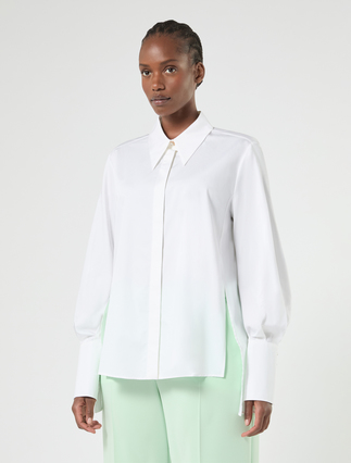 Cotton satin shirt - OPTICAL WHITE