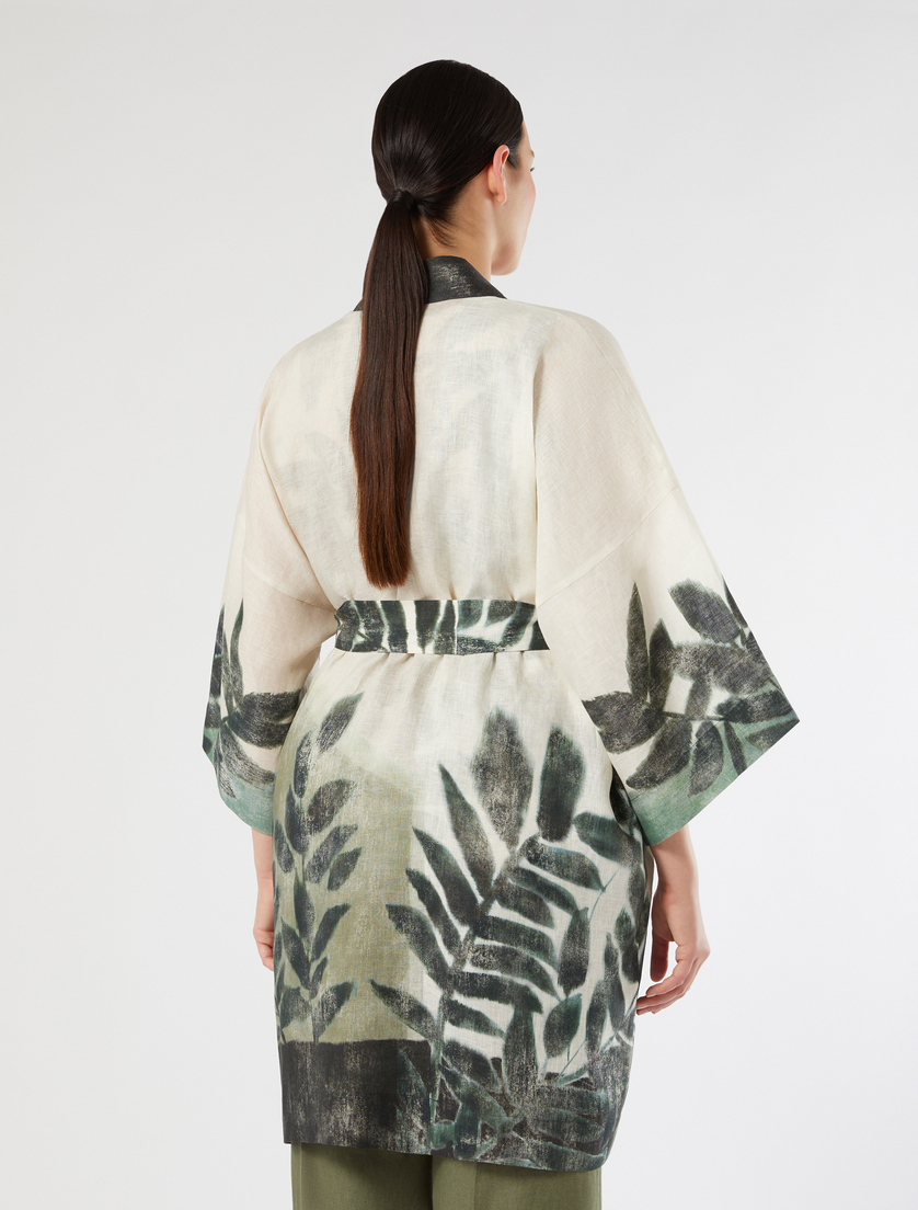 Casacca a kimono in tela di lino - VERDE OLIVA - Marina Rinaldi - 4