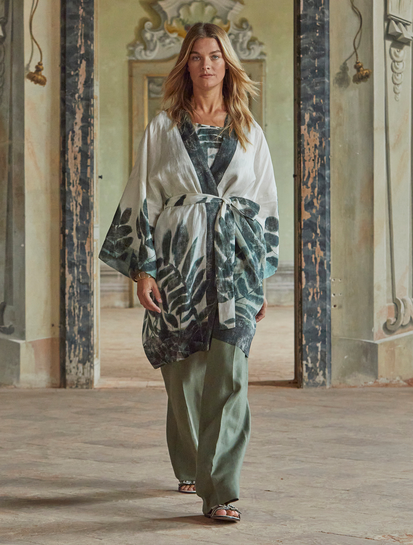 Casacca a kimono in tela di lino - Marina Rinaldi