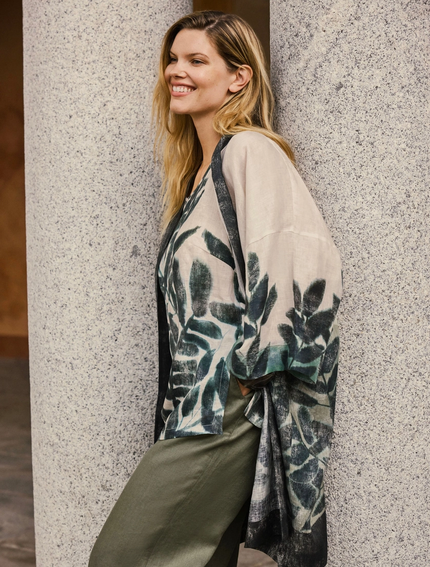 Linen canvas kimono tunic