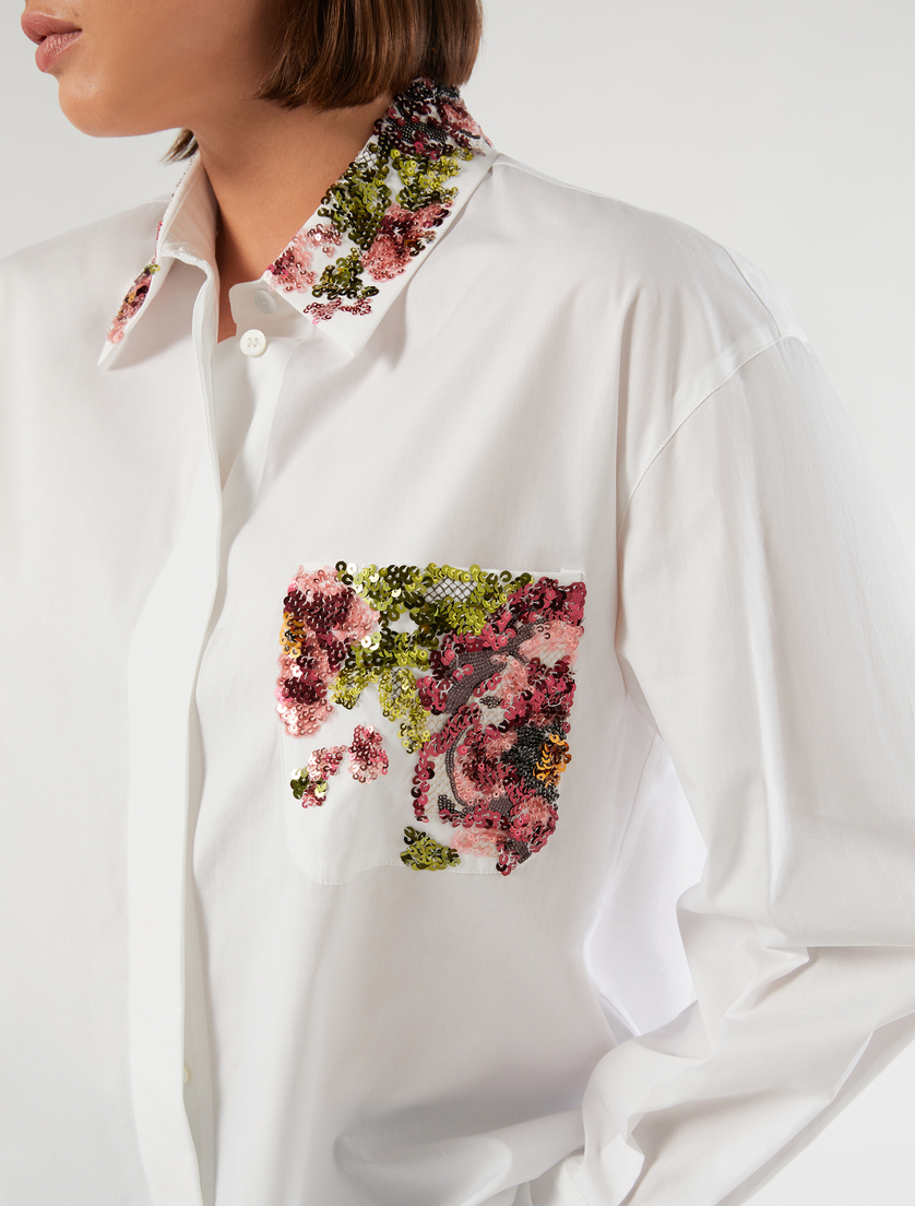 Chemisier en popeline avec broderie - BLANC NEUTRE - Marina Rinaldi - 5