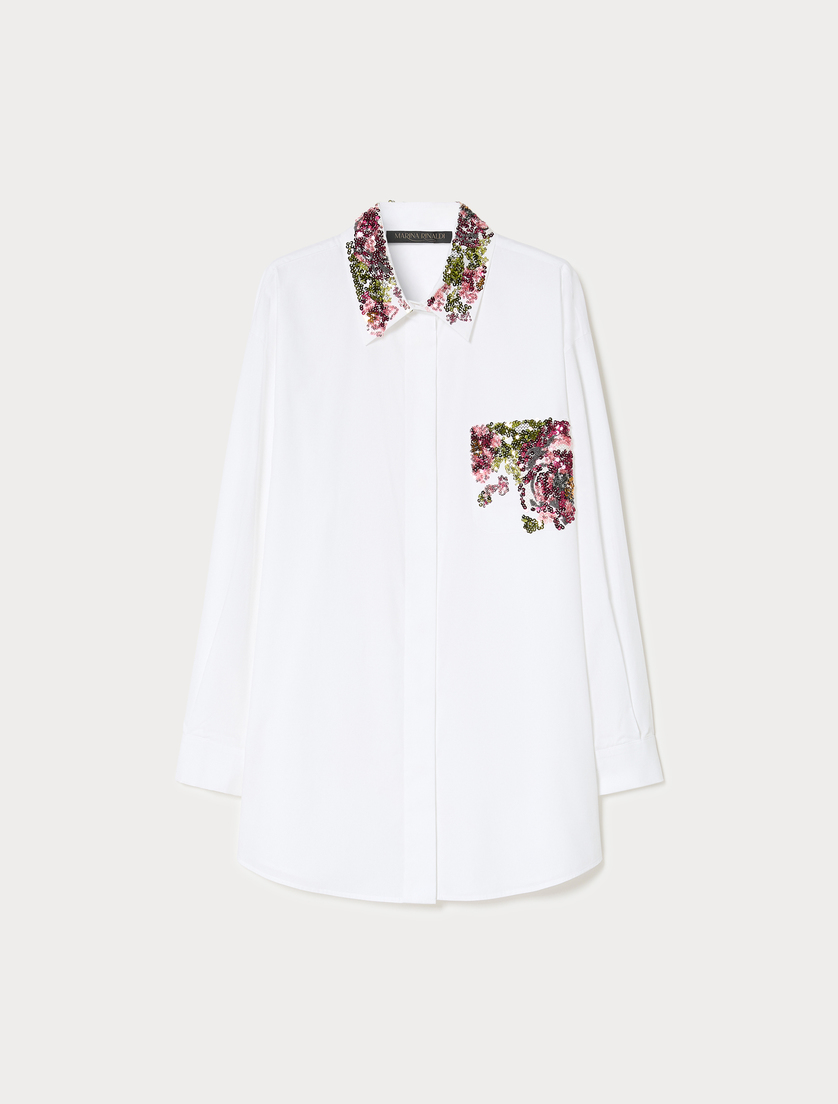 Chemisier en popeline avec broderie - BLANC NEUTRE - Marina Rinaldi