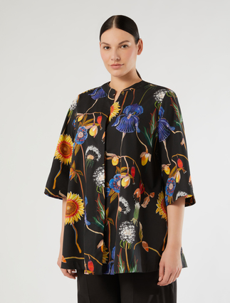 Cotton poplin tunic - BLACK