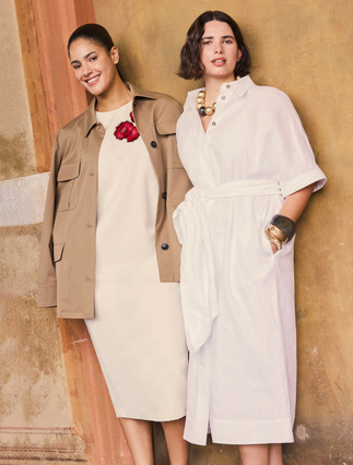 Cotton gabardine tunic - BEIGE SHADED