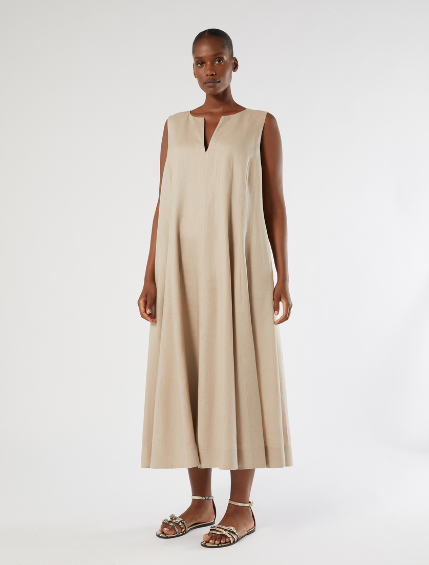 Abito in tela di lino - BEIGE - Marina Rinaldi - 3