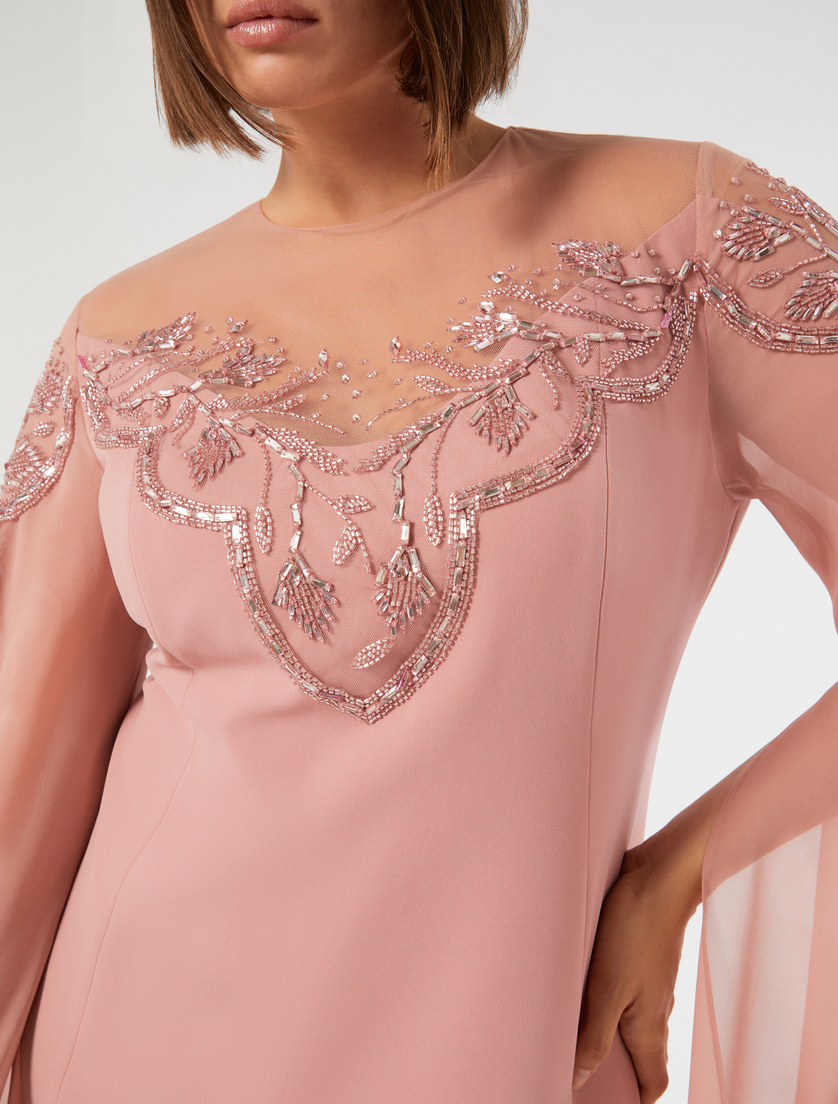 Embroidered cady and tulle dress - ANTIQUE ROSE - Marina Rinaldi - 5