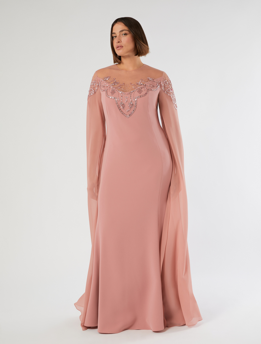 Embroidered cady and tulle dress - ANTIQUE ROSE - Marina Rinaldi - 3
