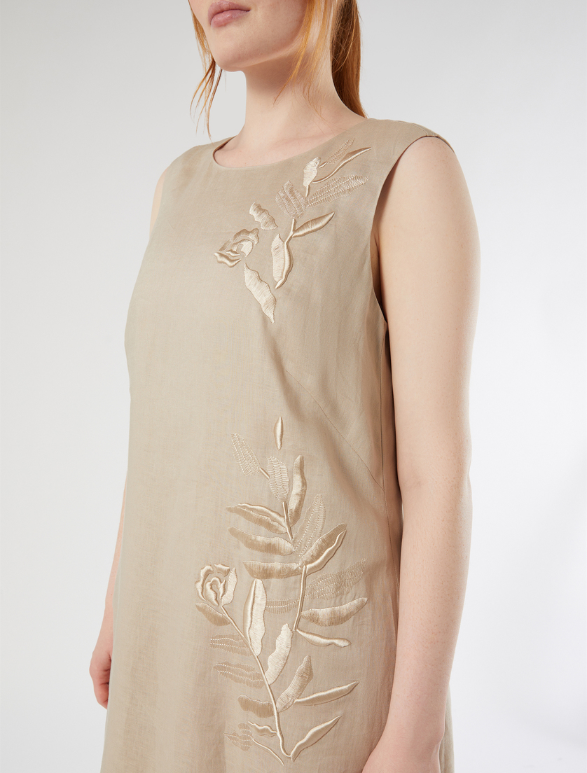 Embroidered linen dress - BEIGE - Marina Rinaldi - 5