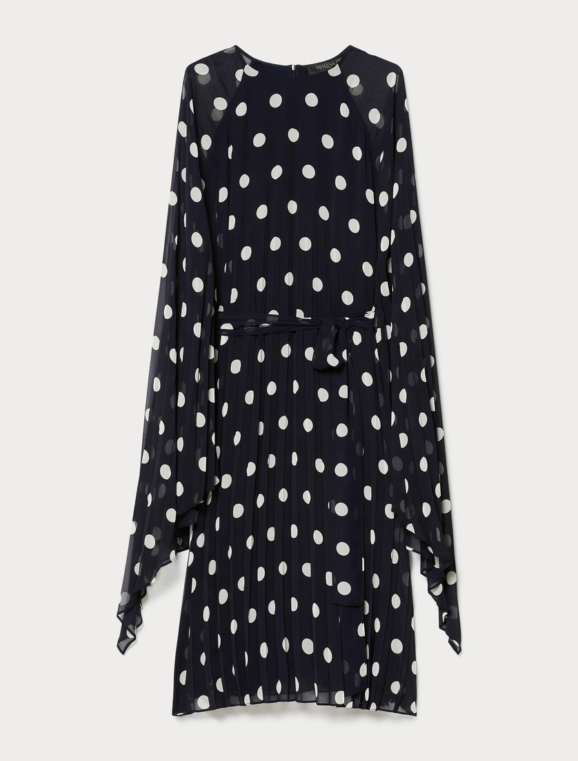Polka dot georgette dress - ULTRAMARINE - Marina Rinaldi