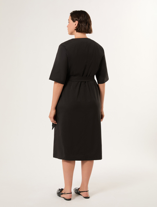 Cotton poplin dress - BLACK - Marina Rinaldi - 4