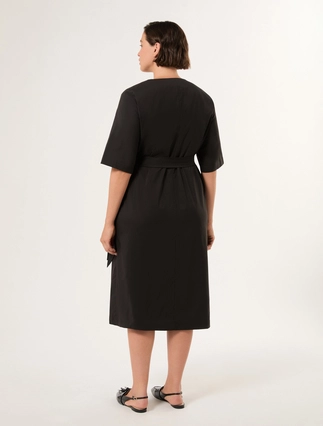 Cotton poplin dress - BLACK - Marina Rinaldi - 4