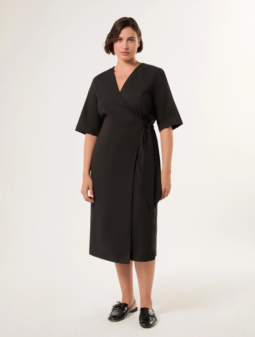 Cotton poplin dress - BLACK - Marina Rinaldi - 3