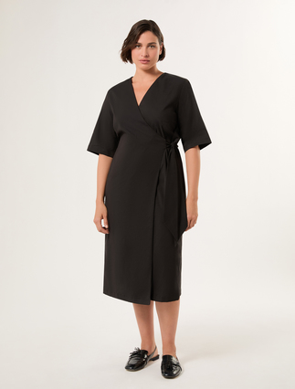 Cotton poplin dress - BLACK - Marina Rinaldi - 3