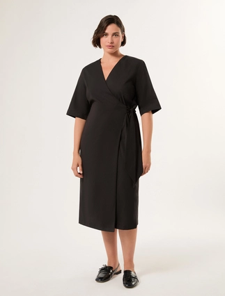 Cotton poplin dress - BLACK - Marina Rinaldi - 3