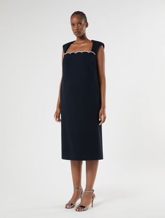 Embroidered cady dress - MIDNIGHTBLUE