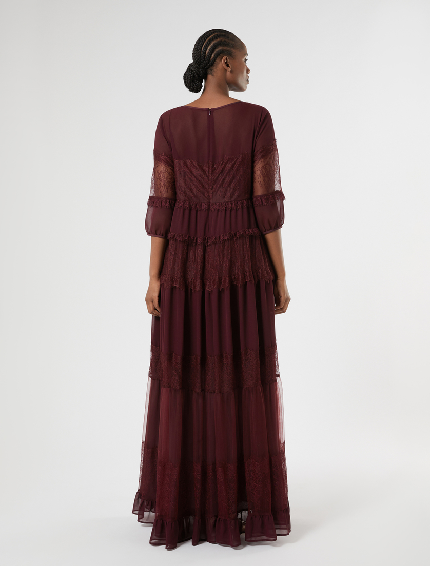 Georgette and lace dress - RED PURPLE - Marina Rinaldi - 4