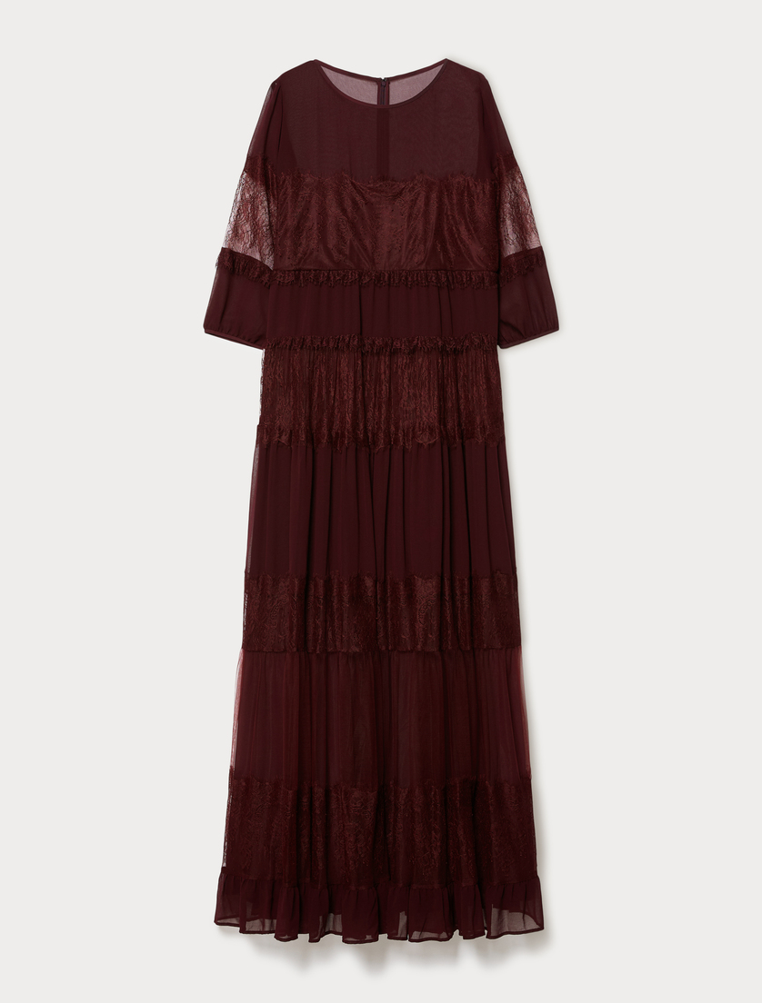 Georgette and lace dress - RED PURPLE - Marina Rinaldi