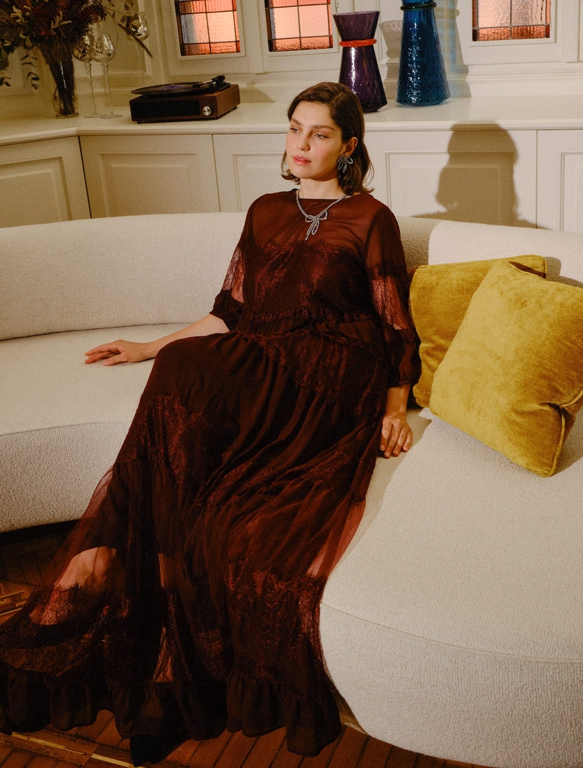 Georgette and lace dress - Marina Rinaldi