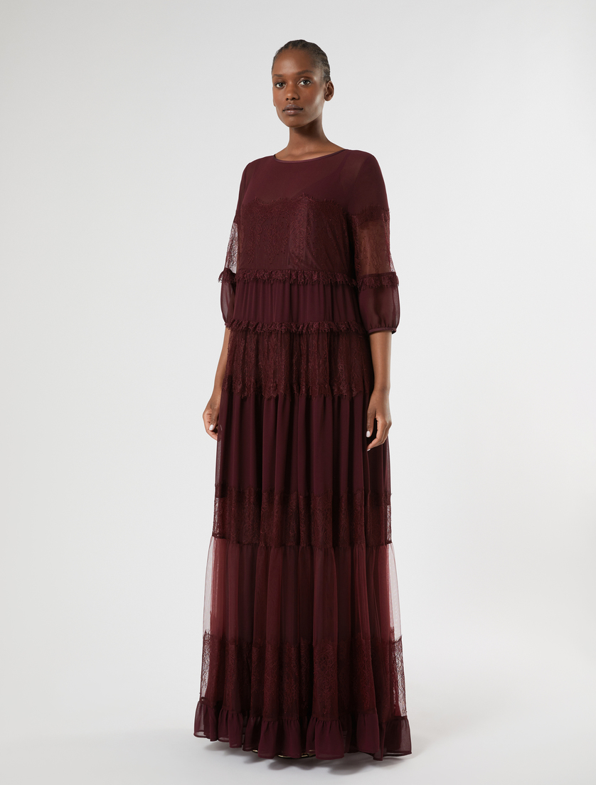 Georgette and lace dress - RED PURPLE - Marina Rinaldi - 3