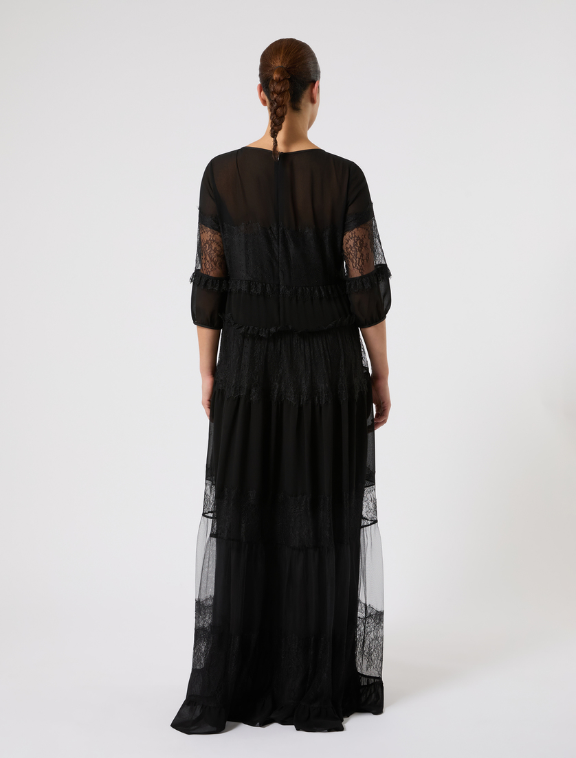 Abito in georgette e pizzo - NERO - Marina Rinaldi - 4