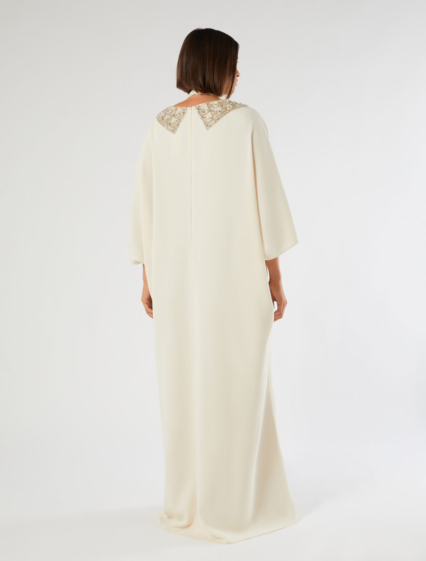 Embroidered cady kaftan dress - LIGHT YELLOW - Marina Rinaldi - 4