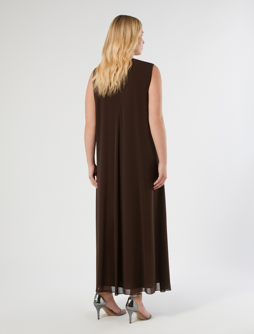Embroidered georgette dress - DARK BROWN - Marina Rinaldi - 4