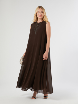 Embroidered georgette dress - Marina Rinaldi