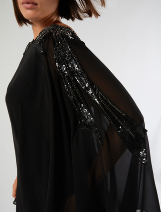 Embroidered silk georgette dress - BLACK - Marina Rinaldi - 5