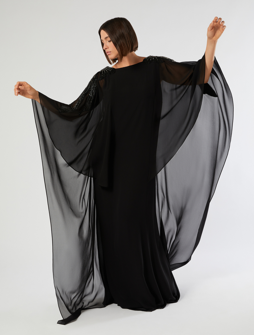 Embroidered silk georgette dress - BLACK - Marina Rinaldi - 2