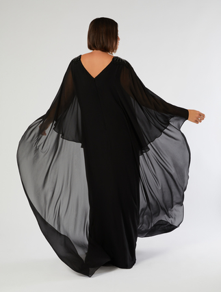Embroidered silk georgette dress - BLACK - Marina Rinaldi - 6