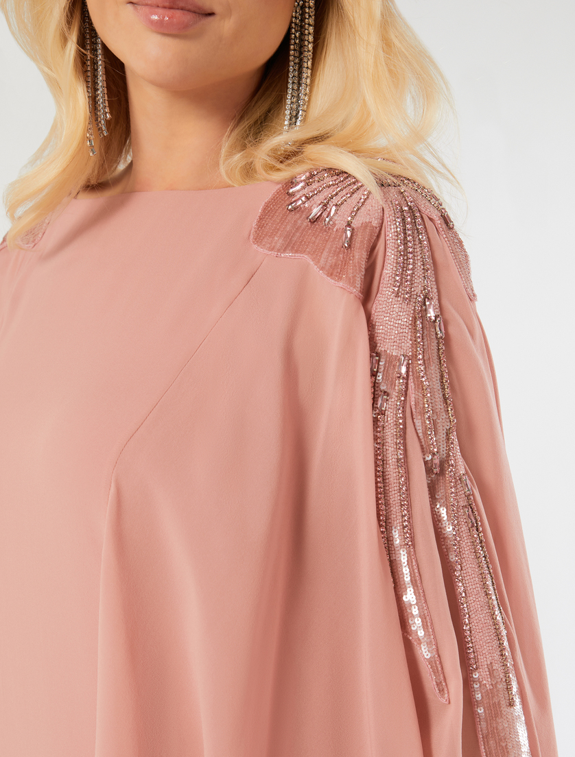 Embroidered silk georgette dress - ANTIQUE ROSE - Marina Rinaldi - 5