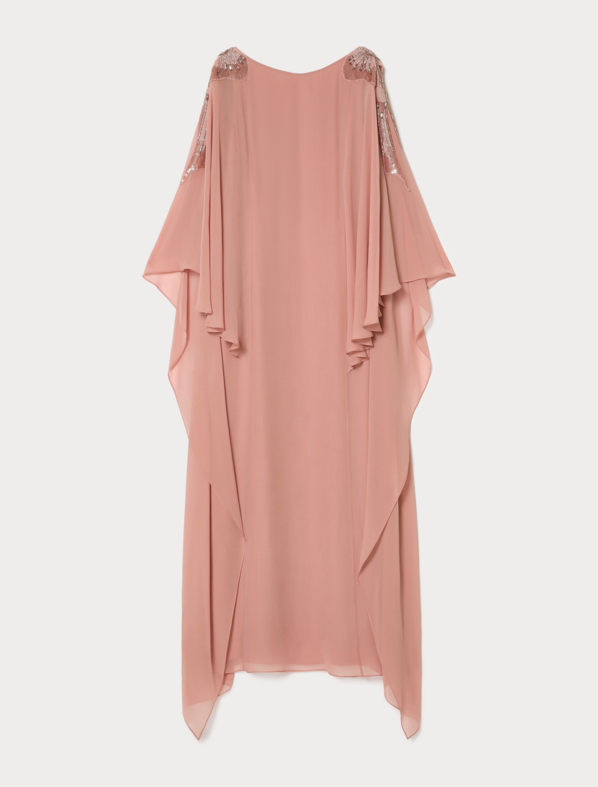 Embroidered silk georgette dress - ANTIQUE ROSE - Marina Rinaldi