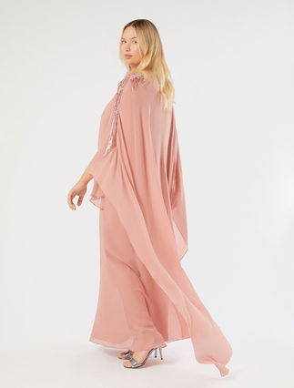 Embroidered silk georgette dress - ANTIQUE ROSE